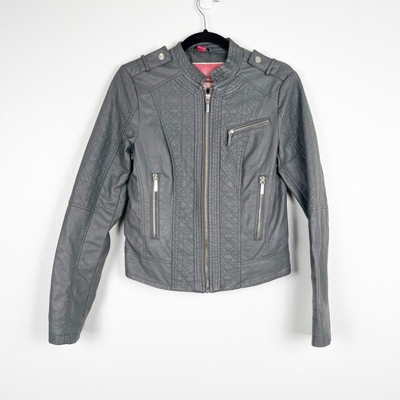 Collection By Bernardo Women's Faux Leather Jacket Gray Sz S - Picture 1 of 6